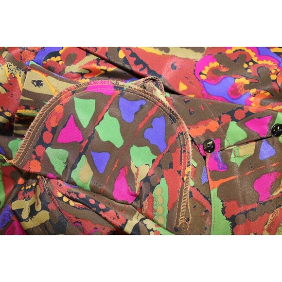VINTAGE CHE STUDIO ALL OVER ART TO WEAR PRINT BLOUSE MADE IN USA SIZE MEDIUM M - Picture 9 of 9